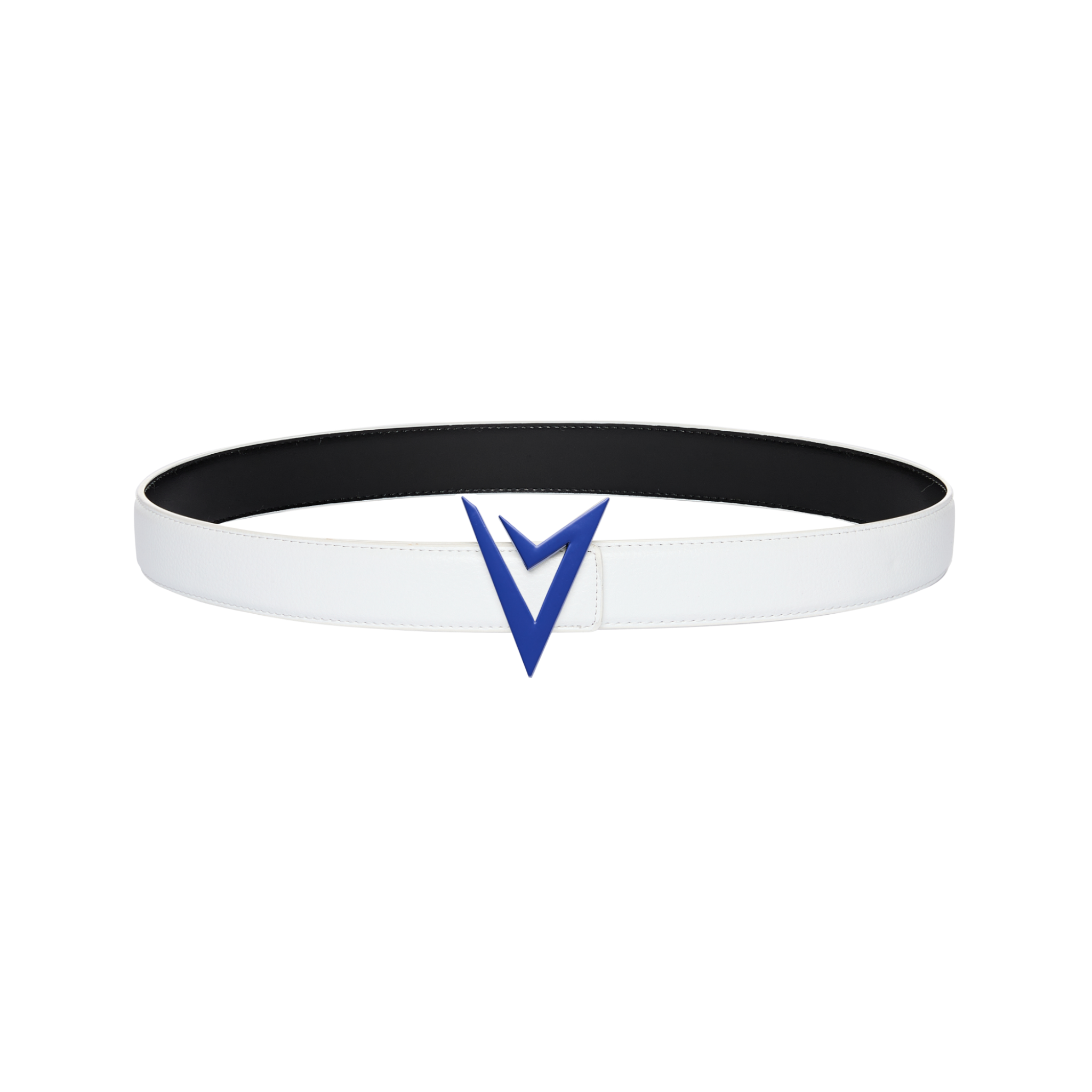 AVVAGE WHITE LEATHER BELT BLUE