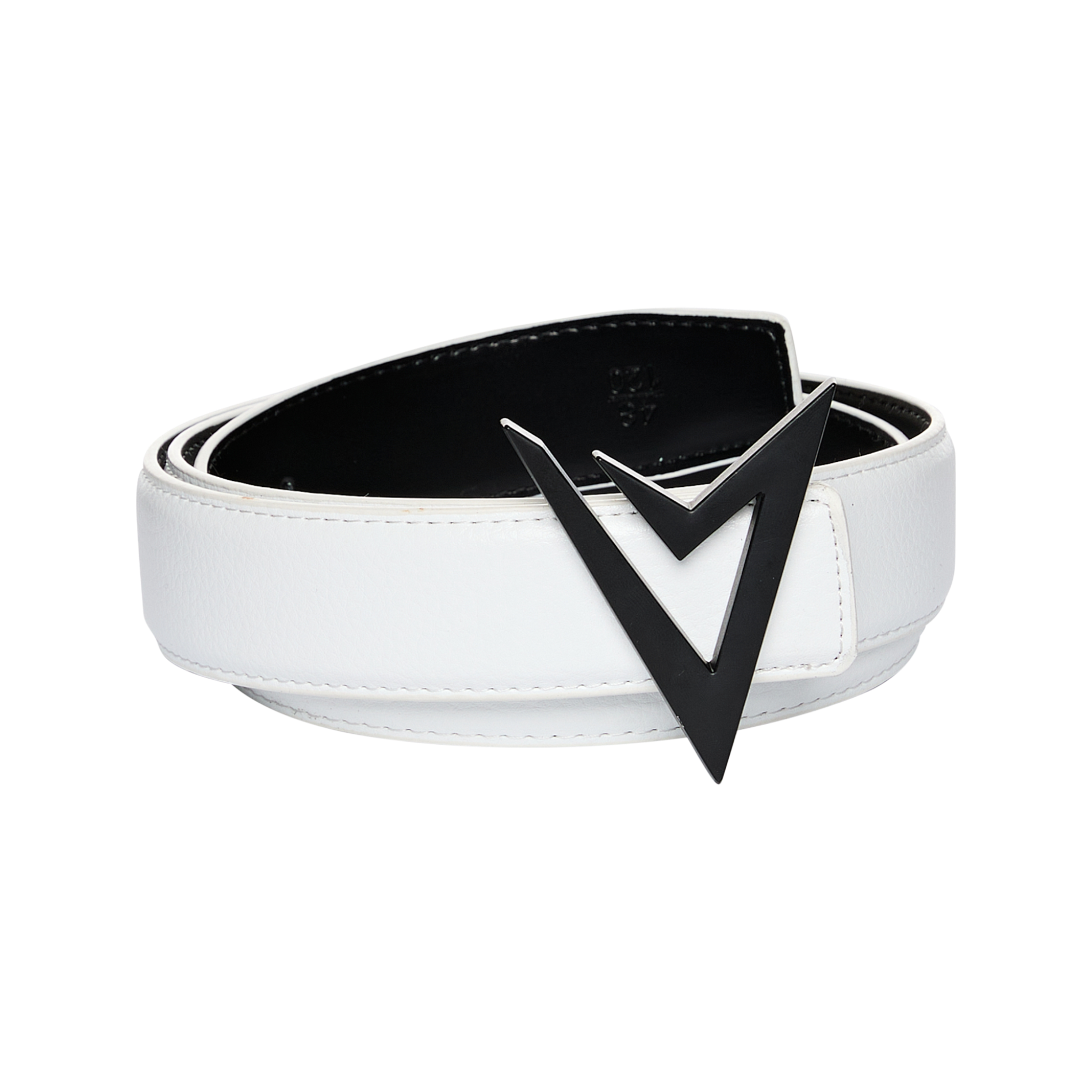 AVVAGE WHITE LEATHER BELT BLACK