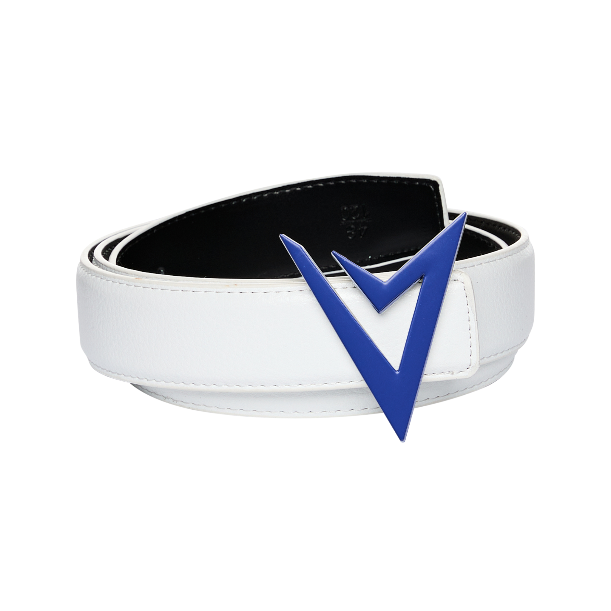 AVVAGE WHITE LEATHER BELT BLUE